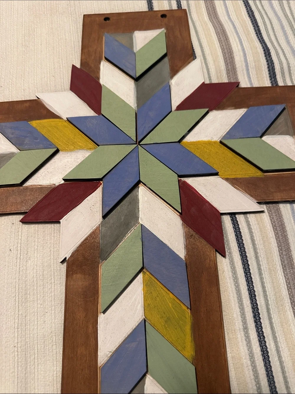 Handcrafted Wooden Cross Wall Decor in Multi-Color